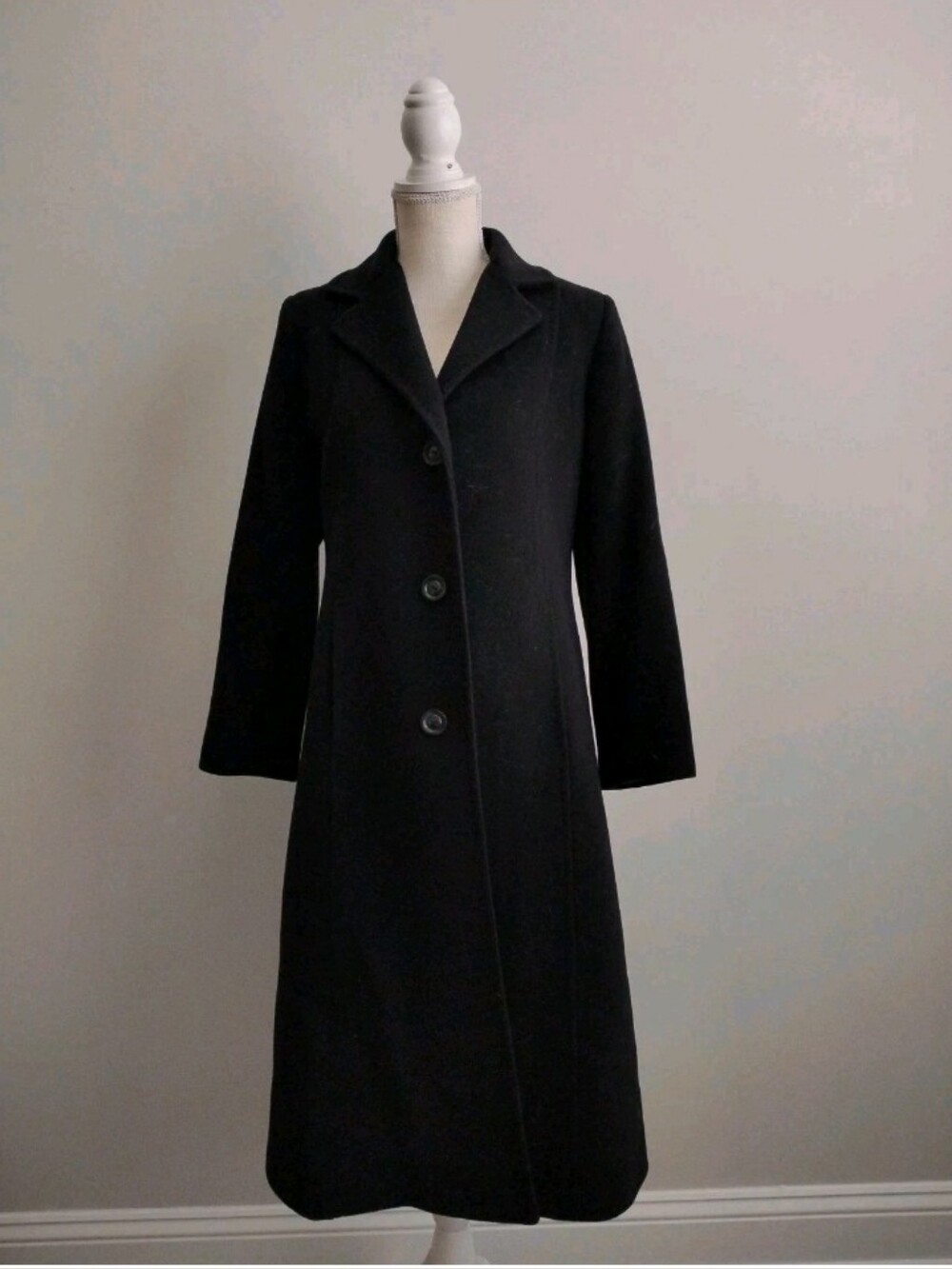 Kristen Blake Classic Long Coat Lambs Wool Cashmere Blend Figure Fitting Size 4p